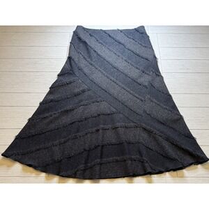 Lena‎ Gabrielle Grey Long Lined Diagonal Cut Flare Eyelash Trim Pull On Skirt 14